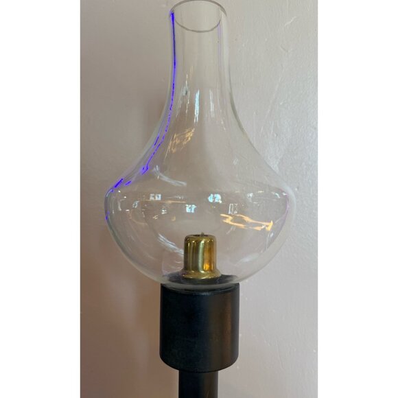 Vintage MCM Iron Spring Loaded Candle Holder Glass Shade - Picture 11 of 13